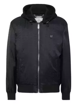 Бомбер с капюшоном и логотипом Philipp Plein, синий