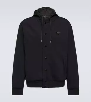 Бомбер с капюшоном и логотипом Prada, Nero+Nero
