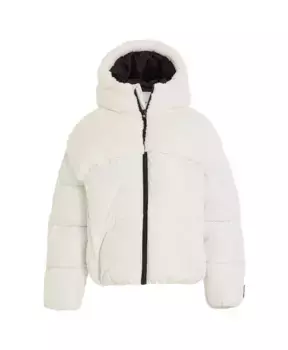 Бомбер с капюшоном из нейлона и плюшевым мишкой Calvin Klein Jeans, бежевый