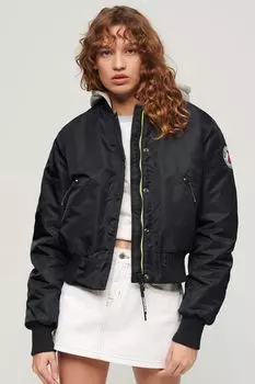 Бомбер с капюшоном Superdry, синий