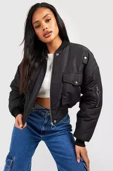 Бомбер с карманами boohoo, черный