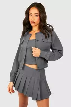 Бомбер с карманами boohoo, серый