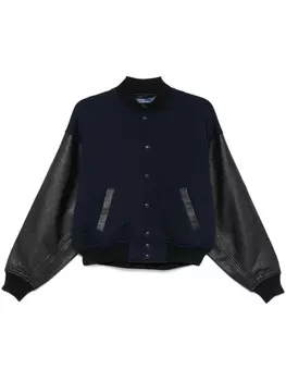 Бомбер с кожаными рукавами Polo Ralph Lauren, синий