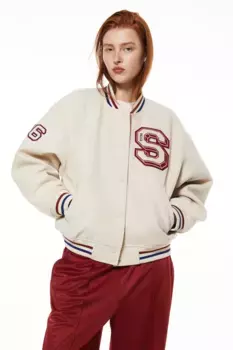 Бомбер с мотивом H&M, бежевый