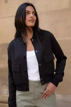 Бомбер с накладными карманами 'Phia' Threadbare, черный