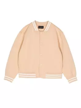 Бомбер с нашивкой-логотипом Emporio Armani Kids, бежевый