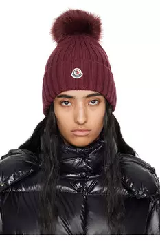 Бомбер с помпоном Moncler, цвет burgundy