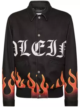 Бомбер с принтом Flame Philipp Plein, черный