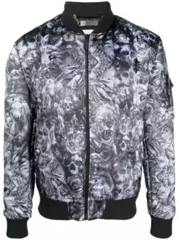 Бомбер с принтом Tatto Philipp Plein, черный
