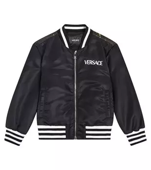 Бомбер с принтом Versace Kids, черный