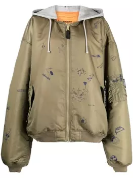 Бомбер с принтом VETEMENTS, зеленый