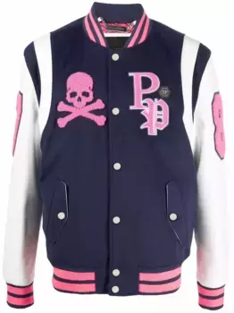 Бомбер с вышитым логотипом Philipp Plein, синий