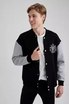 Бомбер с заниженными рукавами Defacto, черный