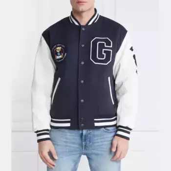 Бомбер стандартного кроя Guess, синий