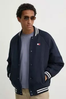 Бомбер Tommy Jeans из смесовой шерсти, темно-синий