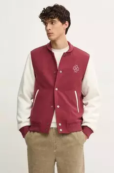 Бомбер United Colors of Benetton из смесовой шерсти, красный