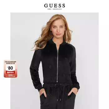 Бомбер женский Guess однотонный, черный