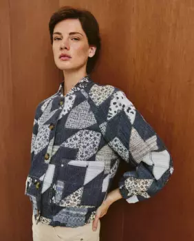 Бомбер женский в стиле пэчворк Southern Cotton, синий