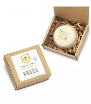 Бомбочка для ванны, АПЕЛЬСИН, игристая, ароматная, полусфера, 80 г, Miodowa Mydlarnia