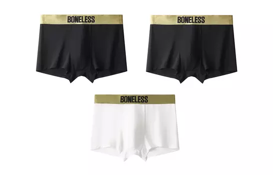 BONELESS Мужские шорты-боксеры, Комплект из 3 шт. (красный + темно-серый + синий джинсовый)