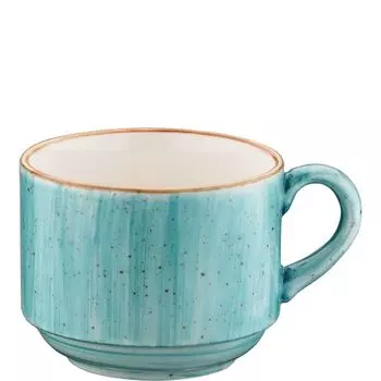 Bonna Premium Фарфоровая чашка Aura Aqua Банкетная, кофейная чашка, штабелируемая, 210 мл, премиальный фарфор, бирюзовый, 1 штука Kar Porselen