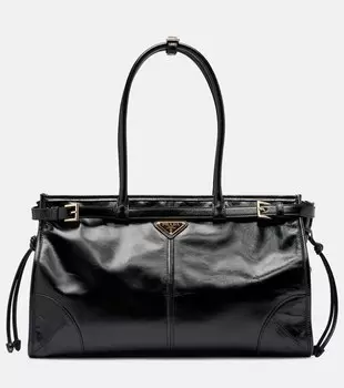 Бонни большая кожаная сумка через плечо Prada, черный