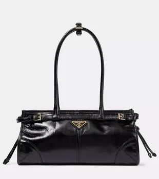Бонни средняя кожаная сумка через плечо Prada, черный