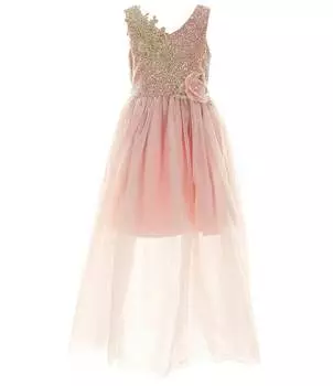 Bonnie Jean Бальное платье без рукавов с лифом и юбкой из тюля для больших девочек 7–16 лет, розовый