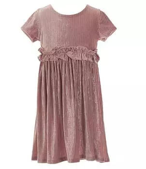 Bonnie Jean, комплект из эластичного бархатного платья с длинными рукавами и эластичным бархатным платьем с короткими рукавами для маленьких девочек от 2 до 6 лет, розовый