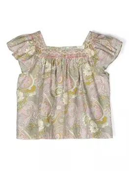 Bonpoint блузка с цветочным принтом, фиолетовый