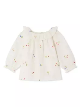 Bonpoint блузка с вышивкой, белый