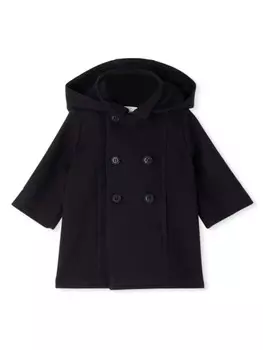 Bonpoint двубортное пальто с капюшоном Ginou, синий