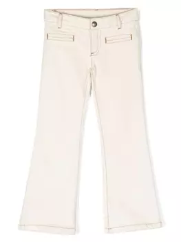 Bonpoint джинсы bootcut с контрастной строчкой, нейтральный цвет