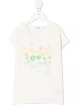 Bonpoint футболка с цветочным принтом, нейтральный цвет