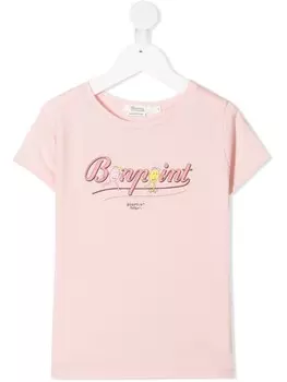 Bonpoint футболка с короткими рукавами и логотипом, розовый