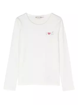 Bonpoint футболка с вышивкой, белый