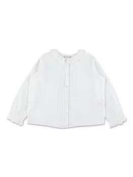 Bonpoint хлопковая блузка с оборками, белый