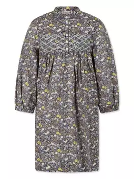 Bonpoint хлопковое платье с цветочным принтом, коричневый