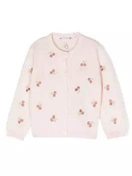 Bonpoint кардиган с вышивкой, розовый