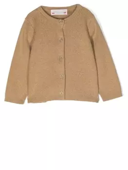 Bonpoint кардиган в рубчик, нейтральный цвет