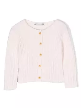 Bonpoint кардиган в рубчик, розовый