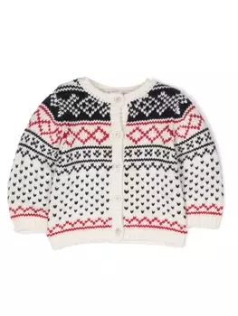 Bonpoint кардиган вязки интарсия, белый