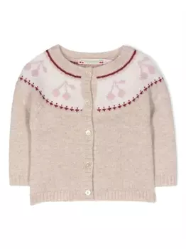 Bonpoint кардиган вязки интарсия, нейтральный цвет