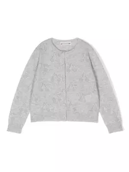 Bonpoint кашемировый кардиган Tibile с логотипом, серый