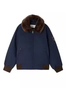 Bonpoint куртка из хлопчатобумажной ткани с воротником из искусственного меха, синий