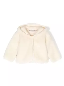 Bonpoint куртка из овчины с капюшоном, нейтральный цвет