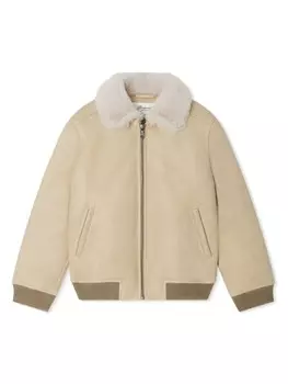 Bonpoint куртка с воротником из искусственного меха, нейтральный цвет