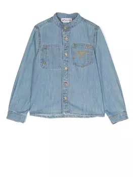 Bonpoint long-sleeved denim shirt, синий