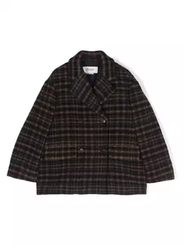 Bonpoint пальто из смесовой шерсти с принтом, синий