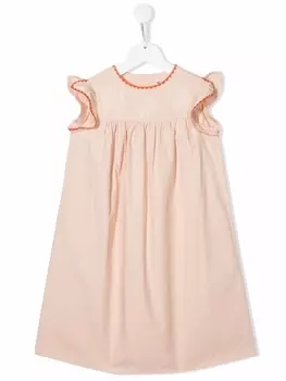 Bonpoint платье без рукавов с контрастной строчкой, нейтральный цвет